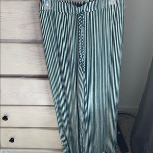 Green & white striped boho pants.